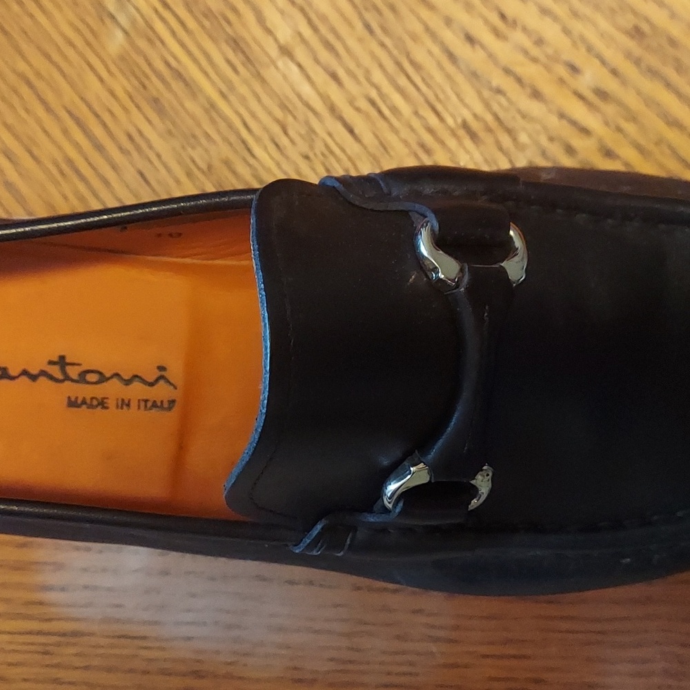Santoni Italian Calfskin Leather Loafers